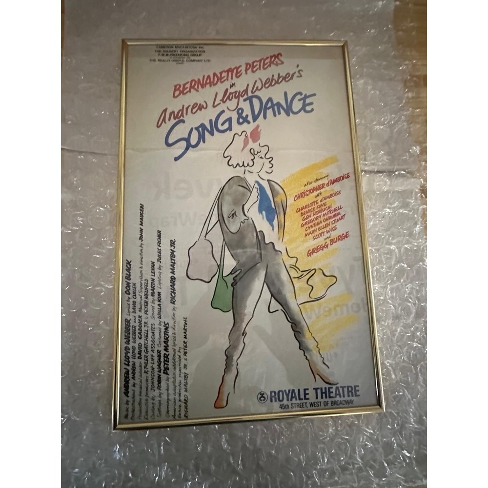 Very Rare Andrew Lloyd Weber Bernadette Peters Song And Dance 80s Framed Poster